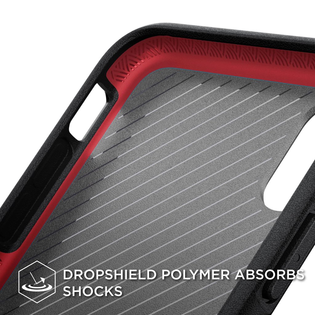 Drop tested to survive 12’ (4M) Defense Ultra combines hard polycarbonate, soft rubber and anodized aluminum to form the best protective iPhone XS/X case. Wireless Charging Compatible for iPhone XS and iPhone X. The use of machined metal instead of plastic provides military-grade drop protection without the bulk.