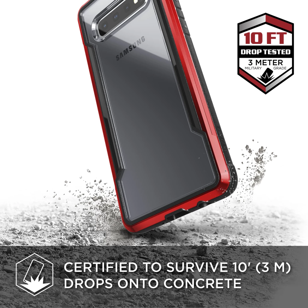 Samsung Galaxy S10 phone case cases galaxycase clear clearcase shock proof shockproof shatterproof dropproof drop protection protective military grade cover screen protector luxurious premium sleek slim mobile tech accessories red